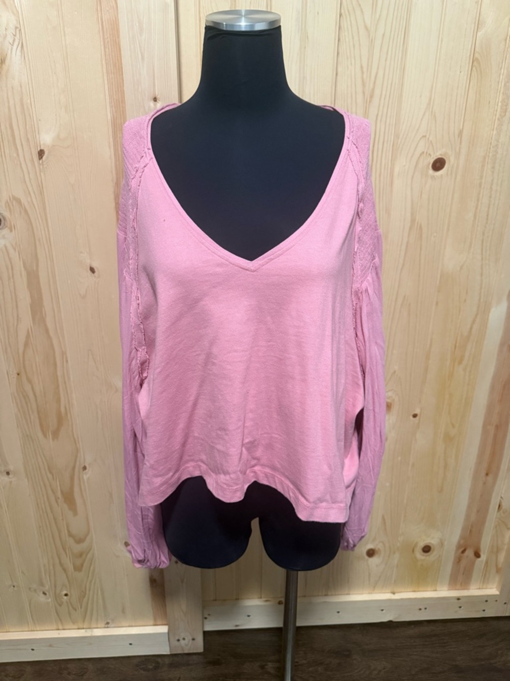 Free People Soft Pink V-Neck Lightweight Pullover